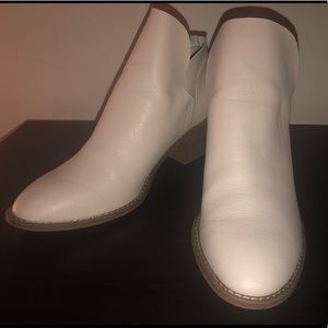 EUC White Leather Booties